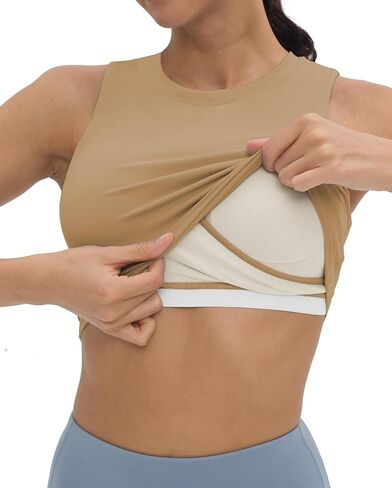 V VOCNI Nursing Bras for Breastfeeding Crew Neck Sleeveless Maternity Tank Tops Sports Bras Workout Pregnancy Crop Tops in Kuwait