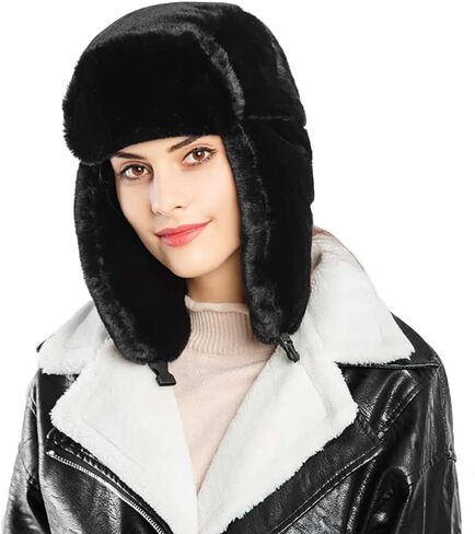 المرأة فو الفراء الصياد قبعة الطيار قبعة غامض قبعة تزلج شتاء دافئ الروسية جندي Ushanka قبعة مع اللوحات الأذن in Kuwait