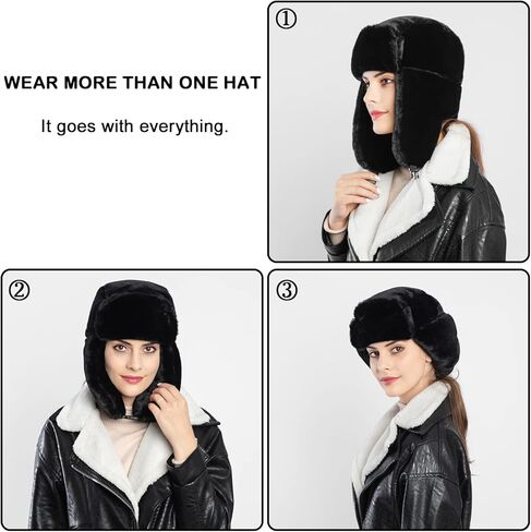 المرأة فو الفراء الصياد قبعة الطيار قبعة غامض قبعة تزلج شتاء دافئ الروسية جندي Ushanka قبعة مع اللوحات الأذن in Kuwait