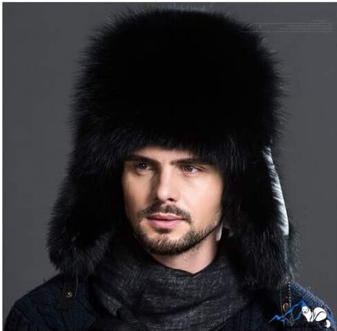قبعة الشتاء الرجالية Gegefur من فرو الثعلب الحقيقي قبعات Ushanka الروسية من الجلد الطبيعي in Kuwait