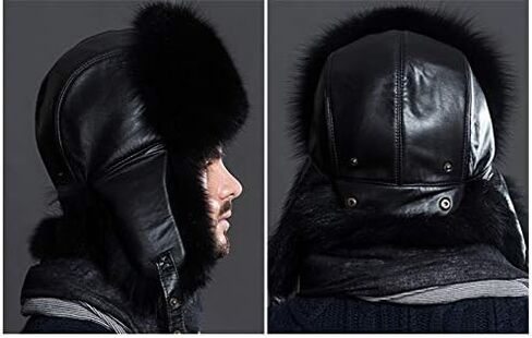 قبعة الشتاء الرجالية Gegefur من فرو الثعلب الحقيقي قبعات Ushanka الروسية من الجلد الطبيعي in Kuwait