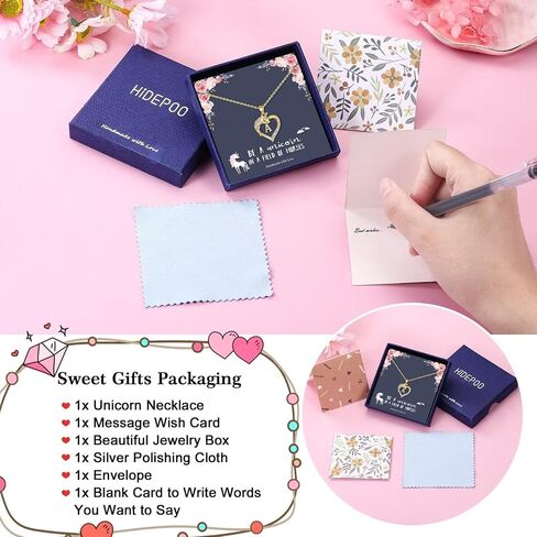 Hidepoo Unicorns Gifts للفتيات، 14K مطلية بالذهب الملونة تشيكوسلوفاكيا القلب قلادة يونيكورن قلادة الفتيات المجوهرات رسالة القلائد يونيكورن الأولية للفتيات النساء هدايا يونيكورن للفتيات في سن المراهقة الفتيات in Saudi Arabia