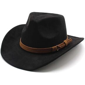 CCAKXCJJ Unisex Western Suede Cowboy Cowgirl Hat Classic Wide Brim Fedora Hat for Men &Women in Kuwait