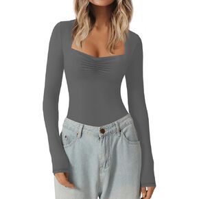 بدلة للجسم نسائية من Kentysill ذات ثنيات ورقبة على شكل قلب وأكمام طويلة وبطانة مزدوجة أساسية للخروج in Kuwait