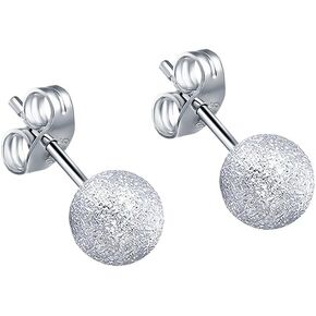 AoedeJ 925 فضة الكرة أقراط رجالي أقراط الكرة الفضة الكرة أقراط هيبوالرجينيك وأقراط للنساء in Kuwait