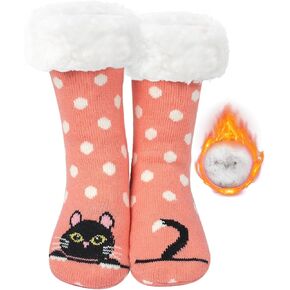 Valentines Day Gifts Fuzzy Slipper Socks for Women Girls with Grips Winter Cozy Warm Fluffy Non Slip Animal Home Socks in Kuwait
