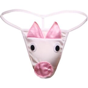 ENGKELAI Men's novel thong, pig head creative cartoon fun underwear, fun White in Kuwait
