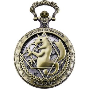 مورفونج ساعة جيب فولميتال الخيميست ادوارد الريك انيمي مع سلسلة فوب، صندوق قلادة، برونزي in Kuwait
