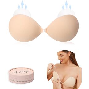 As Fairy Sticky Bra for Women Push Up Invisible Reusable Strapless Bras with Lifting Up Sticker for Backless Dress (Nude C) in Kuwait