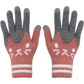 ANKOMINA Women Men Winter Touch Screen Gloves Cat Warm Knit Texting Gloves Touchscreen Mittens