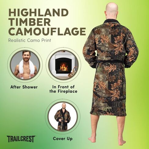 TrailCrest Men's Camo Fleece Bathrobe Plush House Robe - with Shawl Collar in Saudi Arabia
