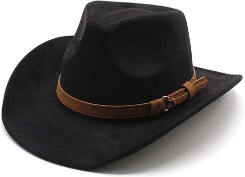 CCAKXCJJ Unisex Western Suede Cowboy Cowgirl Hat Classic Wide Brim Fedora Hat for Men &Women in Kuwait