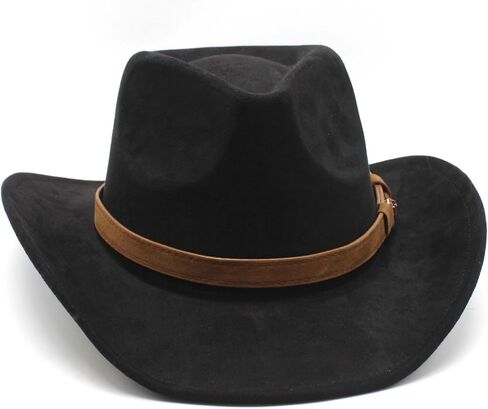 CCAKXCJJ Unisex Western Suede Cowboy Cowgirl Hat Classic Wide Brim Fedora Hat for Men &Women in Kuwait