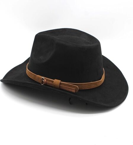 CCAKXCJJ Unisex Western Suede Cowboy Cowgirl Hat Classic Wide Brim Fedora Hat for Men &Women in Kuwait