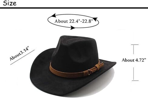 CCAKXCJJ Unisex Western Suede Cowboy Cowgirl Hat Classic Wide Brim Fedora Hat for Men &Women in Kuwait