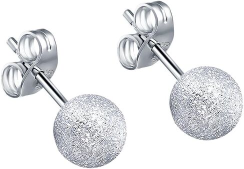 AoedeJ 925 فضة الكرة أقراط رجالي أقراط الكرة الفضة الكرة أقراط هيبوالرجينيك وأقراط للنساء in Kuwait