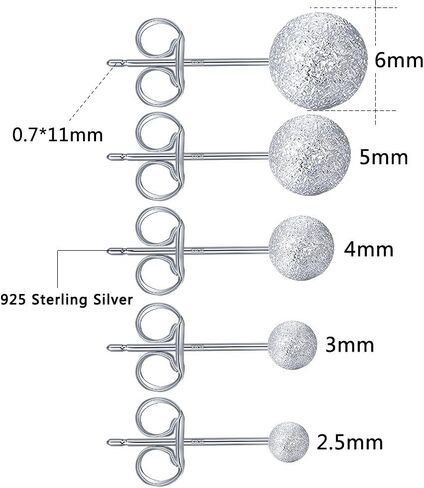AoedeJ 925 فضة الكرة أقراط رجالي أقراط الكرة الفضة الكرة أقراط هيبوالرجينيك وأقراط للنساء in Kuwait