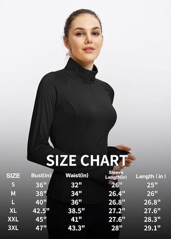 بلوفر نسائي من الصوف الحراري من Hiverlay، نصف سحاب، أكمام طويلة، قميص الفروسية للطقس البارد in Kuwait