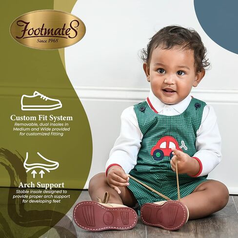 حذاء FOOTMATES Bucky مصنوع من جلد أكسفورد للأطفال الصغار والأولاد برباط مع صندوق إصبع واسع ونعال داخلية مخصصة، ونعل خارجي لا يترك علامات - للأطفال الصغار والأطفال الصغار، للأعمار من 1 إلى 8 سنوات in Kuwait