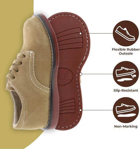 حذاء FOOTMATES Bucky مصنوع من جلد أكسفورد للأطفال الصغار والأولاد برباط مع صندوق إصبع واسع ونعال داخلية مخصصة، ونعل خارجي لا يترك علامات - للأطفال الصغار والأطفال الصغار، للأعمار من 1 إلى 8 سنوات in Kuwait