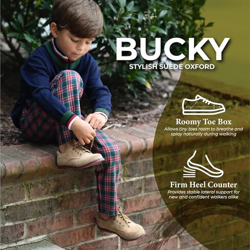 حذاء FOOTMATES Bucky مصنوع من جلد أكسفورد للأطفال الصغار والأولاد برباط مع صندوق إصبع واسع ونعال داخلية مخصصة، ونعل خارجي لا يترك علامات - للأطفال الصغار والأطفال الصغار، للأعمار من 1 إلى 8 سنوات in Kuwait