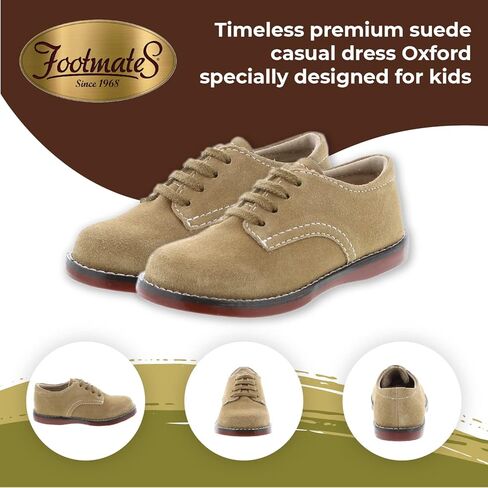 حذاء FOOTMATES Bucky مصنوع من جلد أكسفورد للأطفال الصغار والأولاد برباط مع صندوق إصبع واسع ونعال داخلية مخصصة، ونعل خارجي لا يترك علامات - للأطفال الصغار والأطفال الصغار، للأعمار من 1 إلى 8 سنوات in Kuwait