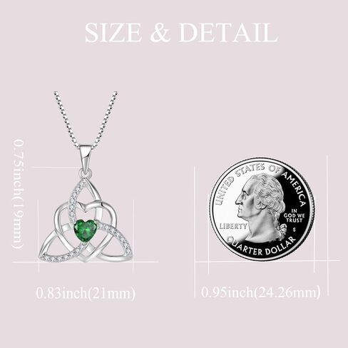 YIFSIY سلتيك عقدة القلب قلادة أقراط 925 فضة الثالوث الحب عقدة قلادة الزمرد جوهرة مايو طقم مجوهرات للنساء in Kuwait