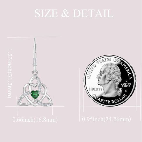 YIFSIY سلتيك عقدة القلب قلادة أقراط 925 فضة الثالوث الحب عقدة قلادة الزمرد جوهرة مايو طقم مجوهرات للنساء in Kuwait