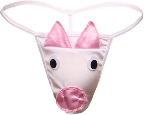 ENGKELAI Men's novel thong, pig head creative cartoon fun underwear, fun White in Kuwait