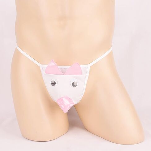 ENGKELAI Men's novel thong, pig head creative cartoon fun underwear, fun White in Kuwait