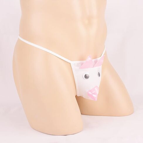 ENGKELAI Men's novel thong, pig head creative cartoon fun underwear, fun White in Kuwait