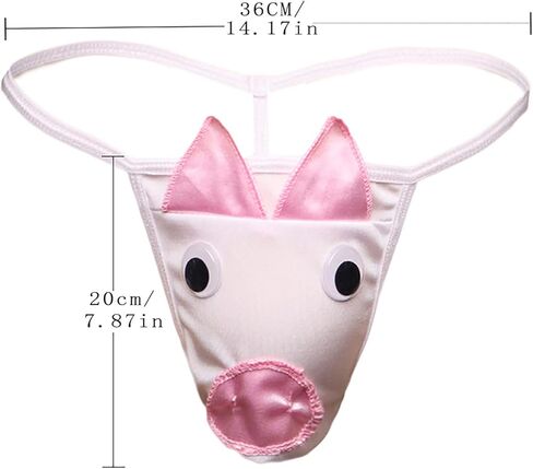ENGKELAI Men's novel thong, pig head creative cartoon fun underwear, fun White in Kuwait