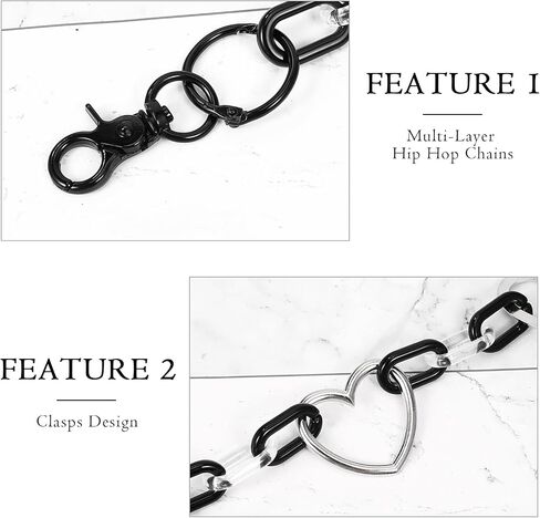 PHOGARY Belt Chain Pants Chain Jeans Chains Hip Hop Chains Wallet Chain Pocket Chain Punk Gothic Metal Chain Biker Trouser Chain Keychains Y2K Accessories for Men and Women in Saudi Arabia