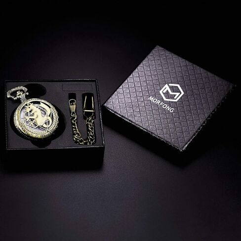 مورفونج ساعة جيب فولميتال الخيميست ادوارد الريك انيمي مع سلسلة فوب، صندوق قلادة، برونزي in Kuwait