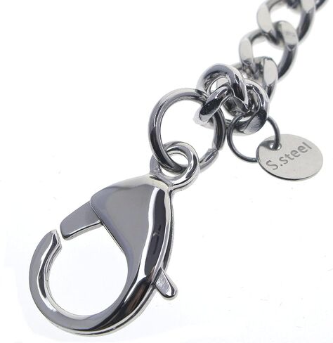 watchvshop Stainless Steel Pocket Watch Chain Albert Chain with Steel Curb Link Chain, Steel Lobster Clasp and Steel Polish Clasp FCS92, Silver in Kuwait