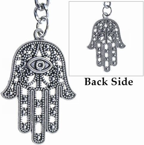 سلسلة ساعة الجيب الفضية اللون سلسلة من ألبرت مع يد همسة من فاطيما تصميم ميدالية فوب مع مشبك دوار على شكل حرف T AC217، فضي, فضي in Kuwait