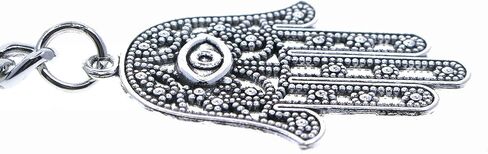 سلسلة ساعة الجيب الفضية اللون سلسلة من ألبرت مع يد همسة من فاطيما تصميم ميدالية فوب مع مشبك دوار على شكل حرف T AC217، فضي, فضي in Kuwait