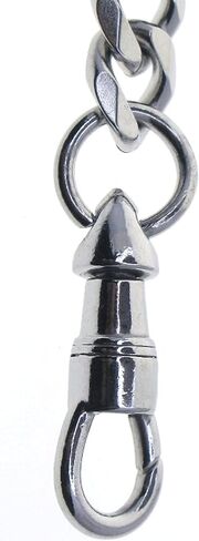 ووتش في شوب سلسلة ساعة جيب من الستانلس ستيل مع سلسلة كوبية ثقيلة من الستيل، مشبك دوار البرت ستيل، مشبك دوار كبير من الستيل FCS85، فضي, فضي in Kuwait