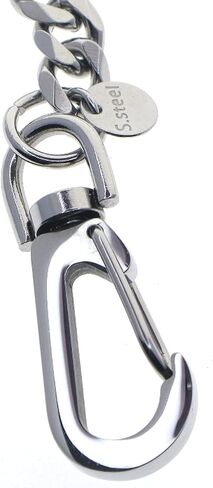 ووتش في شوب سلسلة ساعة جيب من الستانلس ستيل مع سلسلة كوبية ثقيلة من الستيل، مشبك دوار البرت ستيل، مشبك دوار كبير من الستيل FCS85، فضي, فضي in Kuwait