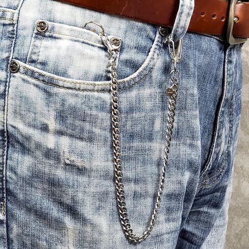 ووتش في شوب سلسلة ساعة جيب من الستانلس ستيل مع سلسلة كوبية ثقيلة من الستيل، مشبك دوار البرت ستيل، مشبك دوار كبير من الستيل FCS85، فضي, فضي in Kuwait