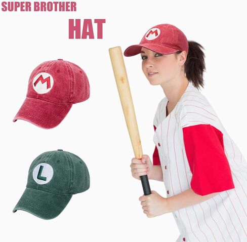 VIEKIER Super Bros Luigi Mario Hat Cap Baseball Cap Costume Cosplay hat in Kuwait