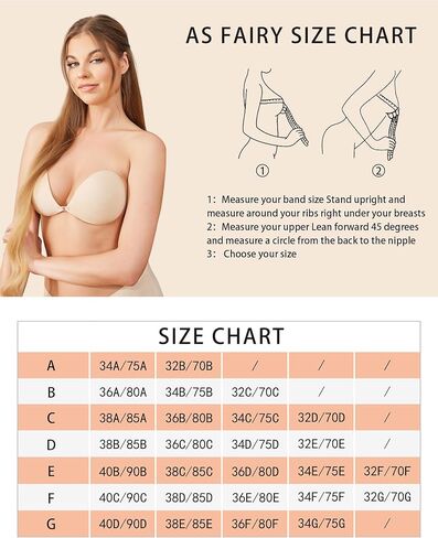 As Fairy Sticky Bra for Women Push Up Invisible Reusable Strapless Bras with Lifting Up Sticker for Backless Dress (Nude C) in Kuwait