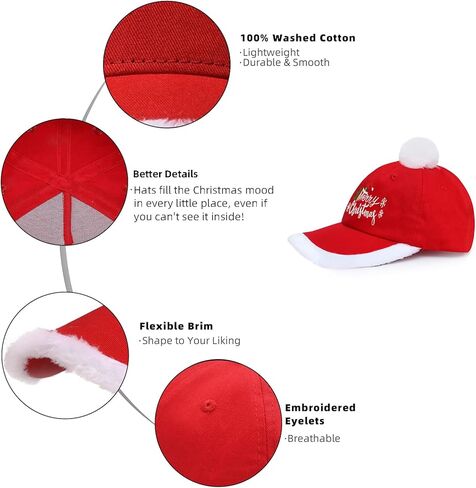 مطرزة عيد ميلاد سعيد قبعة مطرزة عيد الميلاد قبعة التطريز عيد الميلاد قبعة بيسبول لصبي النساء in Kuwait