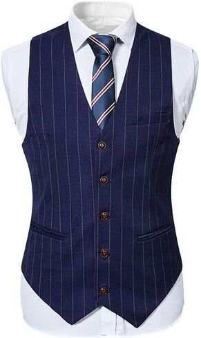 Cloudstyle Mens 3 Piece Stripe Suit Set Center Vent 2 Button Tux Blazer Jacket Vest Trousers in Kuwait