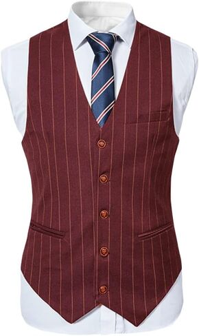 Cloudstyle Mens 3 Piece Stripe Suit Set Center Vent 2 Button Tux Blazer Jacket Vest Trousers in Saudi Arabia