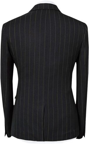 Cloudstyle Mens 3 Piece Stripe Suit Set Center Vent 2 Button Tux Blazer Jacket Vest Trousers in Kuwait
