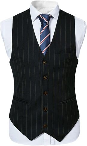 Cloudstyle Mens 3 Piece Stripe Suit Set Center Vent 2 Button Tux Blazer Jacket Vest Trousers in Kuwait