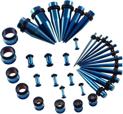 NASAMA 36 Pieces Ear Stretching Kit 14G-00G Stainless Steel Tunnel Plugs Tapers Piecing Set Body Piercing Jewelry in Kuwait