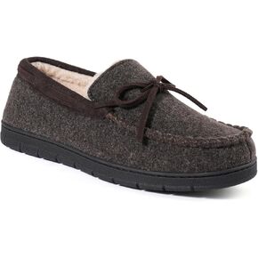 ULTRAIDEAS Men's Felt Moccasin Slippers with Tie Indoor Outdoor in Kuwait