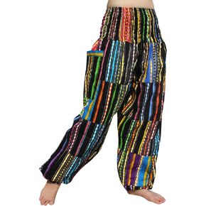 Full Funk Smock Waist African Dashiki Patch Long Elastic Waist Harem Pants in Kuwait